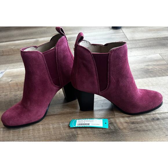 Michael Kors Evaline Suede Heeled Bootie Burgundy 8 - Picture 4 of 6